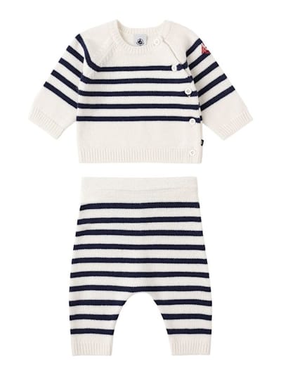 Petit Bateau - 棉混纺针织毛衣和裤子