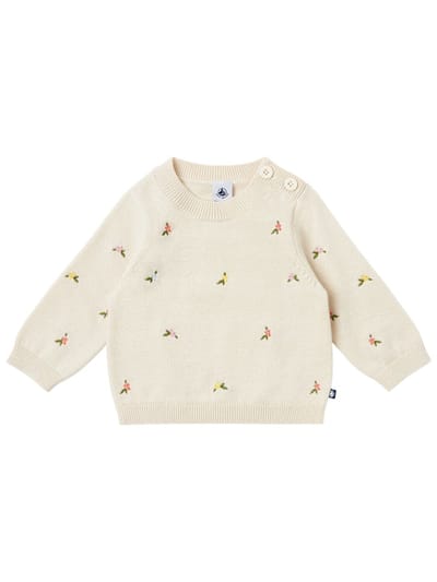 Petit Bateau - 绣花羊毛和棉混纺毛衣