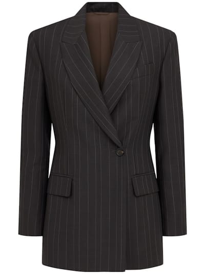 Brunello Cucinelli - 带条纹的短款双排扣夹克