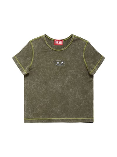 Diesel Kids - 棉质针织T恤衫，带logo