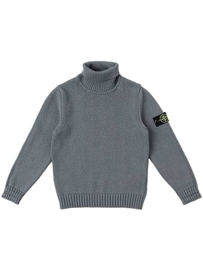 Stone Island Junior - 棉混纺针织高领毛衣