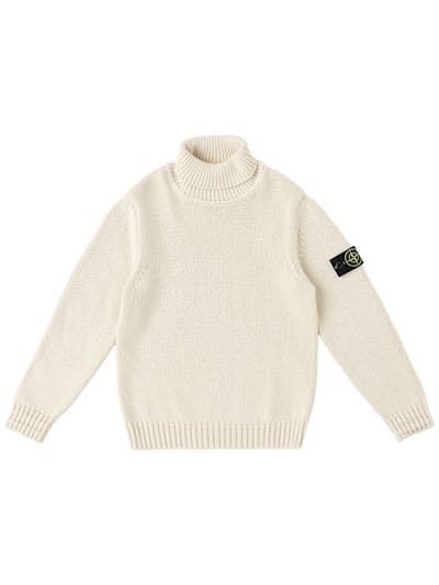 Stone Island Junior - 棉混纺针织高领毛衣