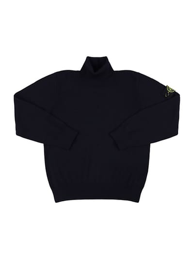 Stone Island Junior - 毛呢针织高领毛衣