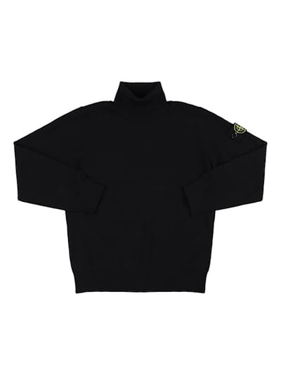 Stone Island Junior - 羊毛针织高领毛衣