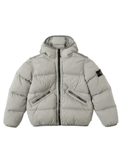 Stone Island Junior - 连帽尼龙羽绒外套