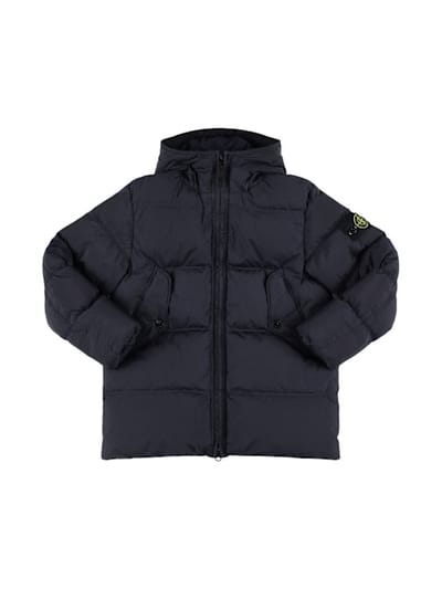 Stone Island Junior - 连帽尼龙羽绒服