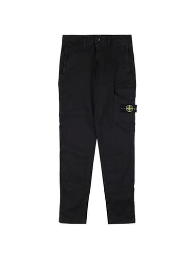 Stone Island Junior - 弹力棉布斜纹工装裤