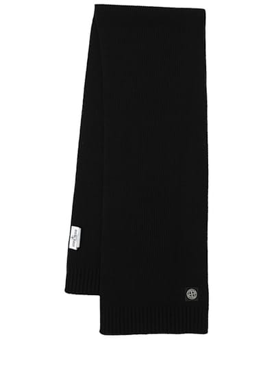 Stone Island Junior - 羊毛混纺针织围巾