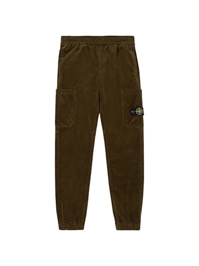Stone Island Junior - 棉质混合灯芯绒 tapered 裤子