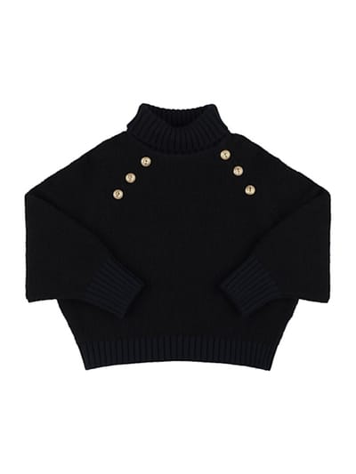Balmain - 羊毛混纺针织高领毛衣