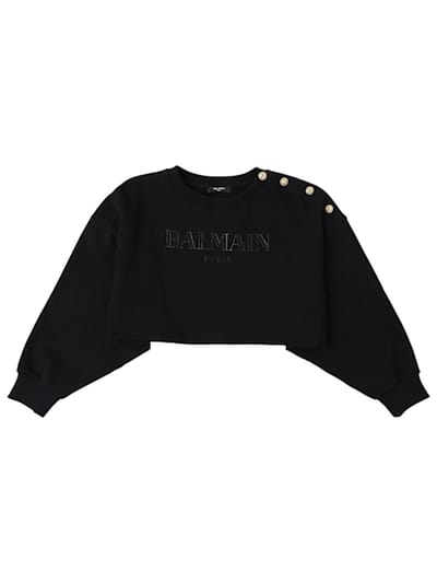 Balmain - 棉质短款卫衣带logo