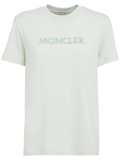 Moncler - 刺绣色调标志白棉T恤
