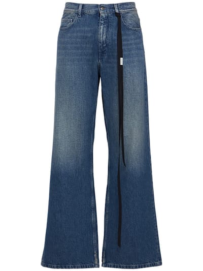 Ann Demeulemeester - 宽腿带丝带的牛仔裤