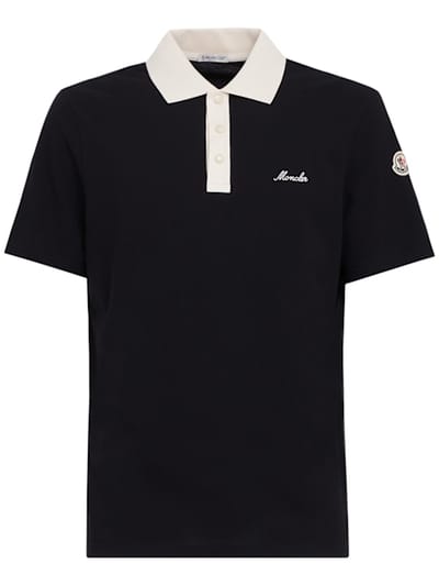 Moncler - 修身型罗纹领 polo 衫
