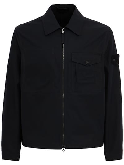 Stone Island - logo 棉质拉链外套衬衫