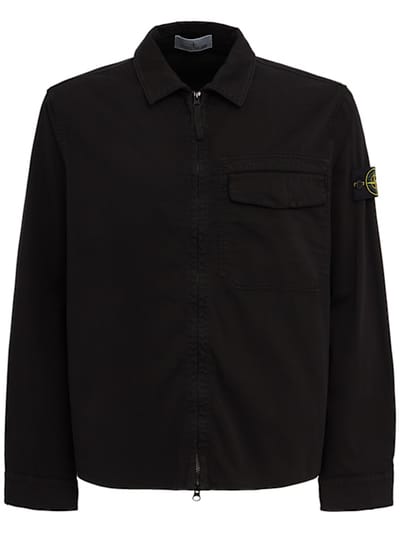 Stone Island - 徽标棉质拉链衬衫外套