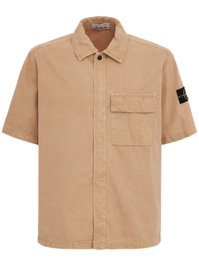 Stone Island - 棉质短袖衬衫的Logo