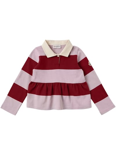 Moncler - 条纹长袖纯棉 Polo 衫