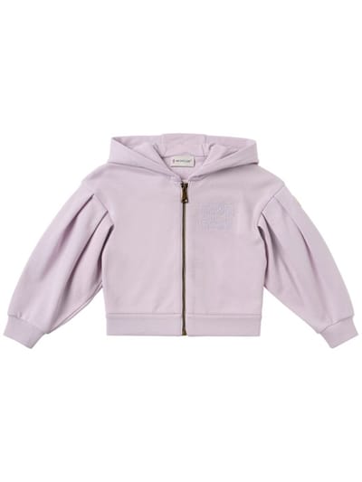Moncler - 刺绣拉链棉质卫衣