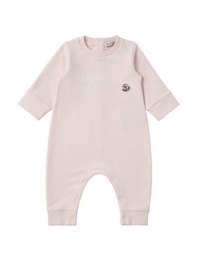 Moncler - 棉质婴儿连体衣徽标