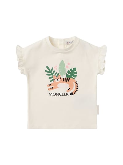 Moncler - 动物图案荷叶边棉T恤