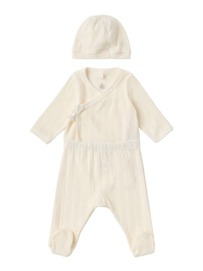 Petit Bateau - 印花棉质针织上衣、裤子和帽子