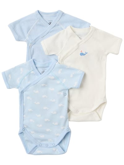 Petit Bateau - 三件印花棉质连体衣套装