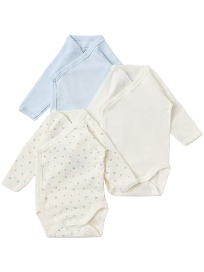 Petit Bateau - 三件印花棉质连体衣套装