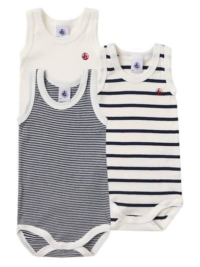 Petit Bateau - 3件印花棉质婴儿连体衣