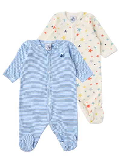 Petit Bateau - 2件棉质平纹针织连体衣套装
