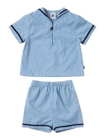 Petit Bateau - 棉质平纹布上衣和短裤