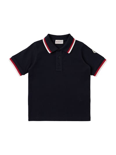 Moncler - Tricolour-Trimmed cotton polo shirt