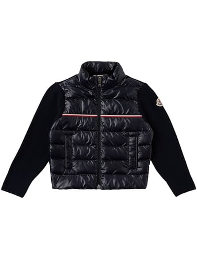 Moncler - 三色填充棉混纺开襟毛衣