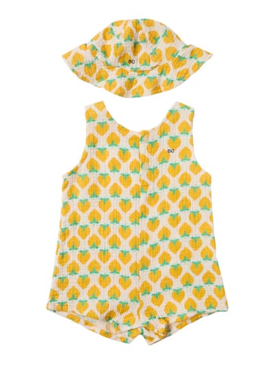 Bobo Choses - Printed cotton romper & hat