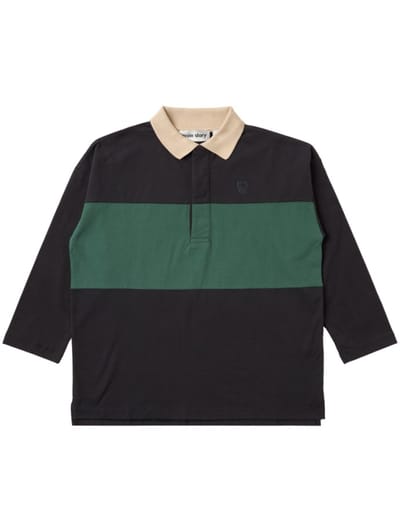 Main Story - Polo a righe a maniche lunghe in cotone biologico