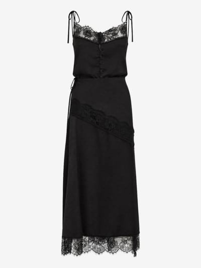 MSGM - Abito lungo in raso con pizzo