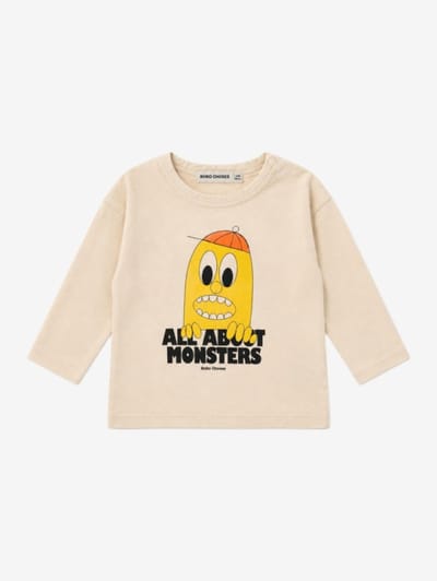 Bobo Choses - T-shirt a maniche lunghe con stampa Bigtooth Lemon in cotone biologico