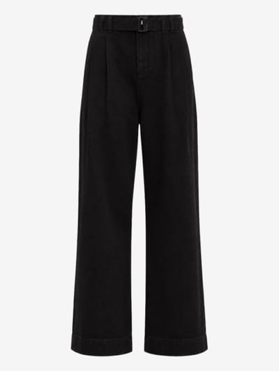 LA PISCINE - Belted pin-tuck denim pants