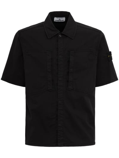 Stone Island - 短袖棉质衬衫，带胸袋