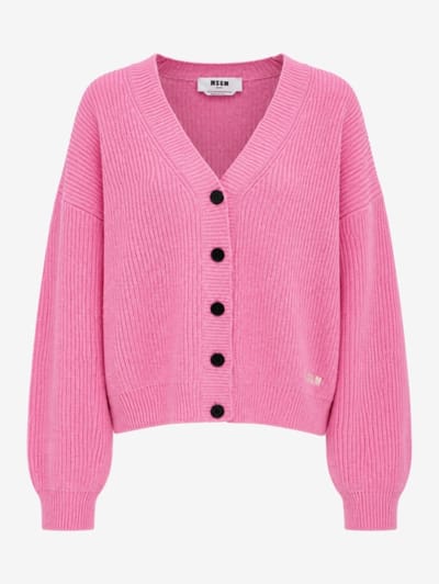 MSGM - Cardigan a coste con scollo a V