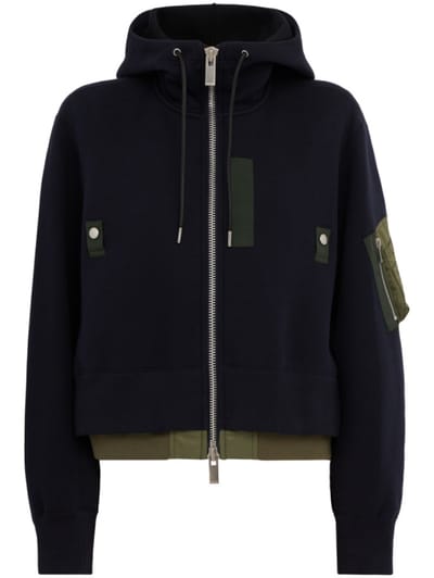 Sacai - 经典海绵运动衫 X 尼龙斜纹连帽衫