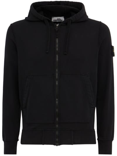 Stone Island - 带口袋的拉链棉质连帽衫