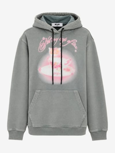 MSGM - Felpa con cappuccio stampata