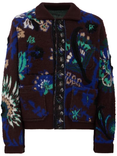 Sacai - Blouson en maille jacquard floral