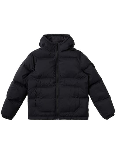 Stone Island Junior - 连帽尼龙羽绒夹克
