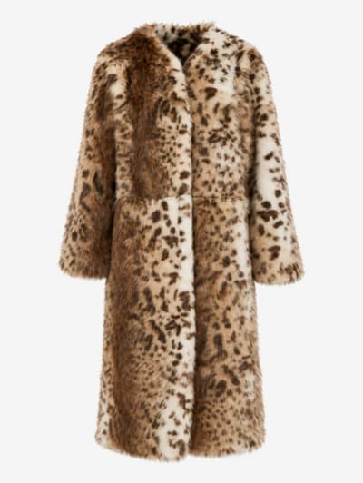 LA PISCINE - Leopard faux-fur long coat
