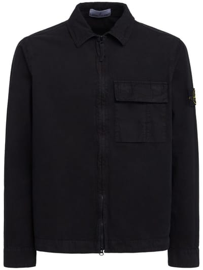 Stone Island - logo棉质拉链衬衫