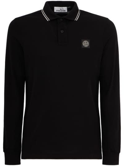 Stone Island - 标志补丁棉质 Polo 衫