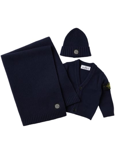 Stone Island Junior - 围巾、帽子和开衫套装