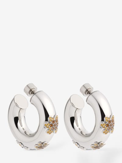 Marni - Crystal flower hoop earrings